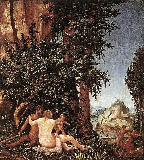 Albrecht Altdorfer Landscape with Satyr Family oil painting image